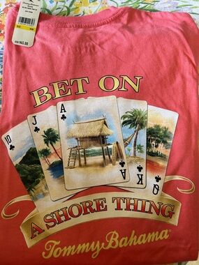 Tommy Bahama Coral Pink 'Bet On A Shore Thing' Graphic Tee Medium